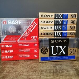 New BASF, Sony Cassette Tapes Collection 90 Minutes New Sealed